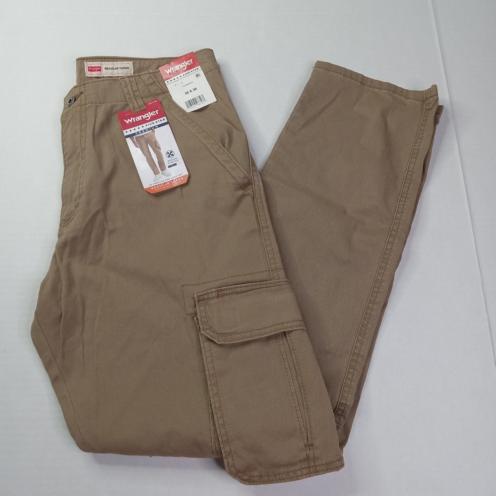 Wrangler Cargo Pants Men's Size 30x30 Taper Dark Khaki Stretch Workwear